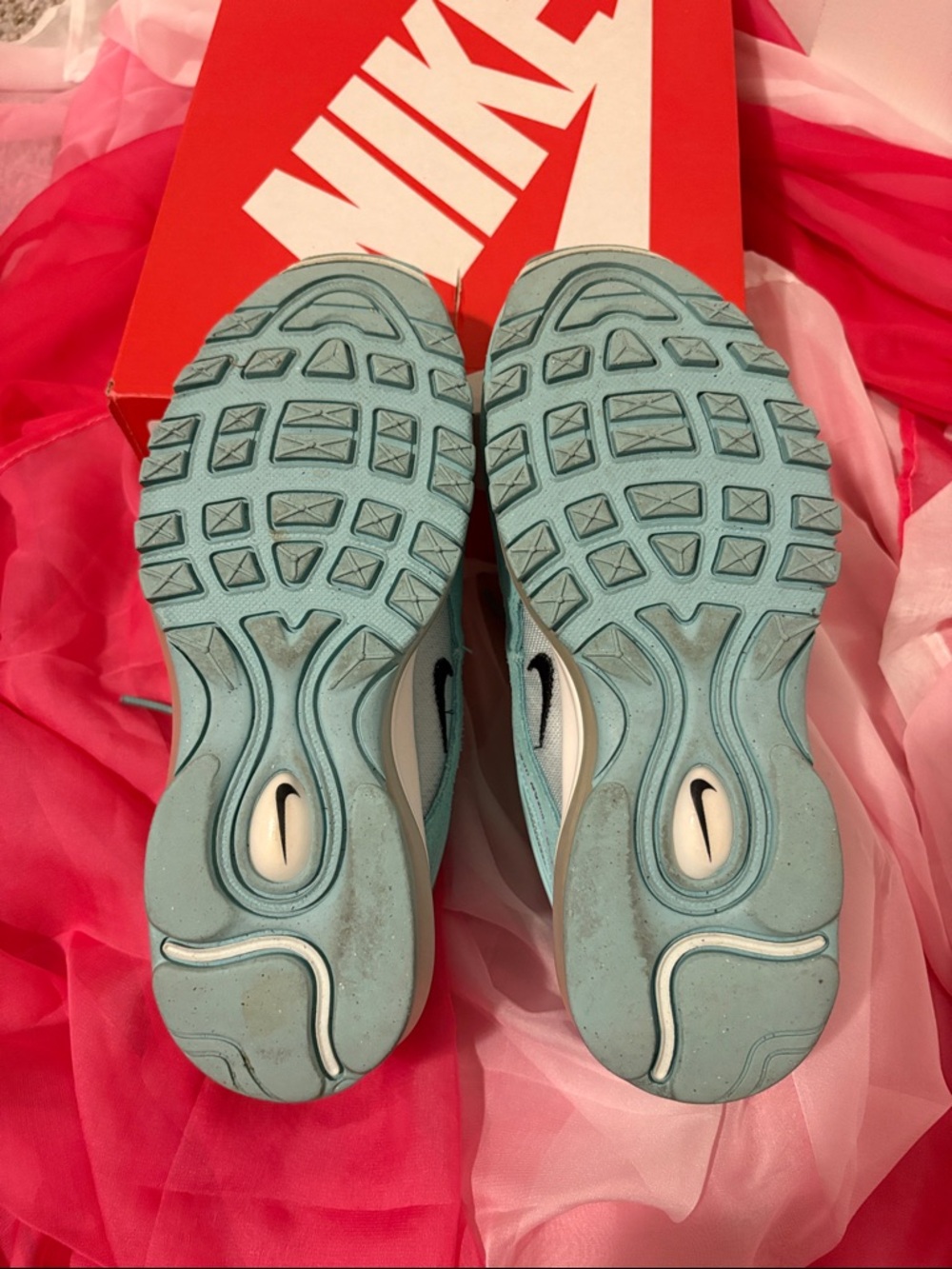 Nike Kid’s Air Max 97 GS Mint Teal Sneakers - Picture 10 of 13